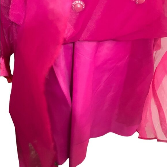 Vintage 80s bright pink Barbie clueless vibes jacket and skirt sheer arms 56 - Picture 5 of 8